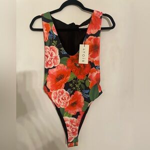 ATOIR Black & Red Floral Bodysuit- NWT